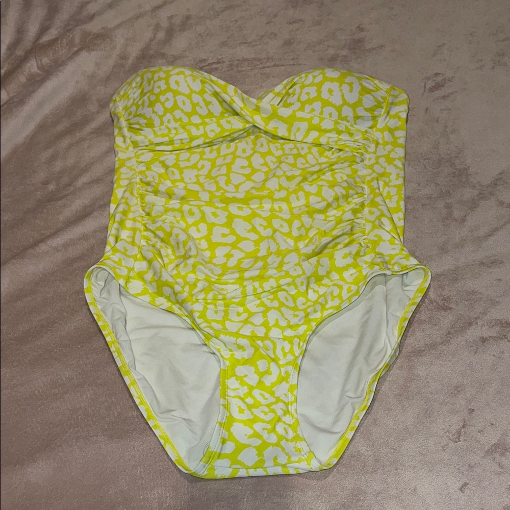 Calvin Klein Yellow and White One-Piece Swimsuit